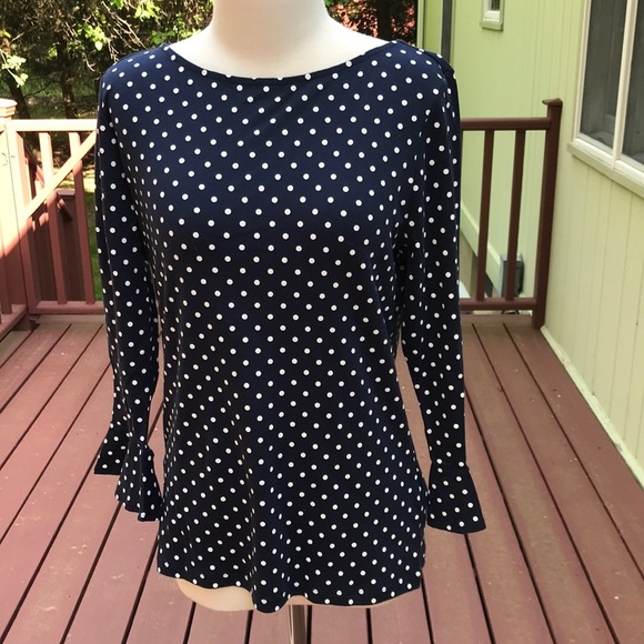 Lauren Ralph Lauren Tops - NWT! LAUREN Ralph Lauren Size XL navy polka dot top